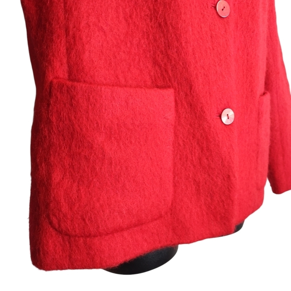 Josephine Chaus RED Fluffy Textural Wool Blend Blazer Jacket Size 8 - Picture 5 of 9